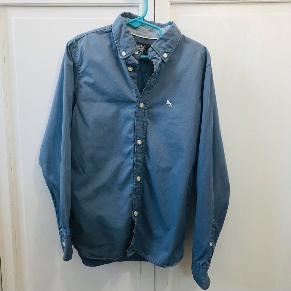 3/$25 H&M Blue Button Down Cotton Shirt Size 7-8Y